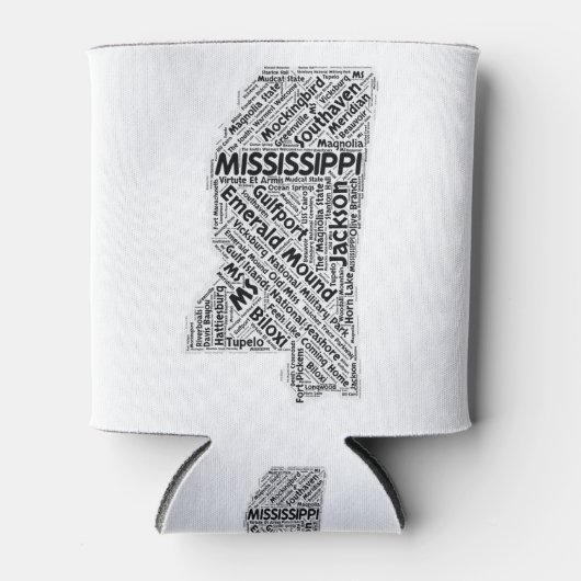ミシシッピ州ワードクラウド 缶クーラー (正面)