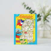 ミシシッピ州ヴィンテージマップポストカード ポストカード (スタンド正面)