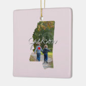 ミシシッピ州写真の挿入と町の名前 セラミックオーナメント (左)