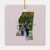 ミシシッピ州写真の挿入と町の名前 セラミックオーナメント (裏面)