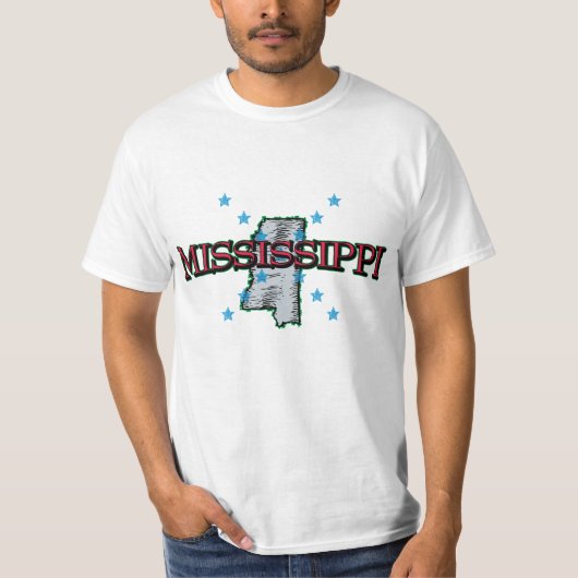 ミシシッピ州地図 Tシャツ (正面)