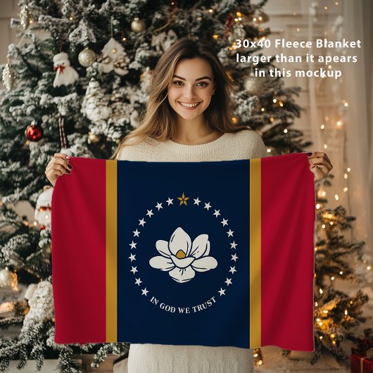 ミシシッピ州新州旗統一された州30x40 フリースブランケット