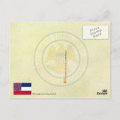 ミシシッピ州旗とシール ポストカード (裏面)