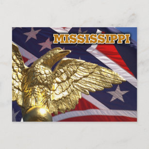 ミシシッピ州旗と黄金のワシ ポストカード