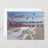 ミシシッピ州旗ハート ポストカード (正面/裏面)