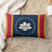 ミシシッピ州旗プリント愛国心 ランバークッション (ブランケット)