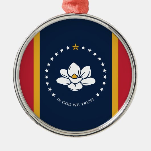 ミシシッピ州旗 – 新マグノリア州旗 メタルオーナメント (正面)