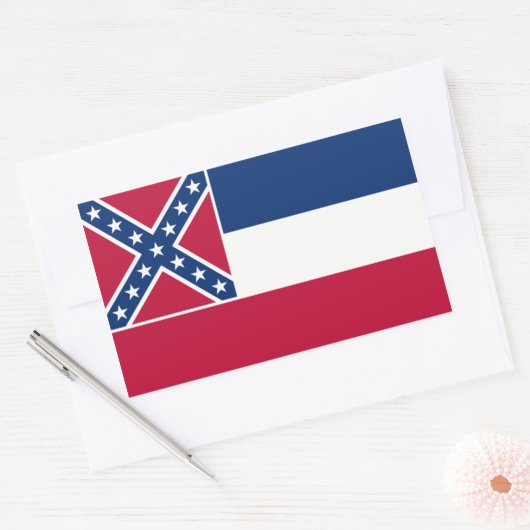 ミシシッピ州旗、統一された州 長方形シール (封筒)