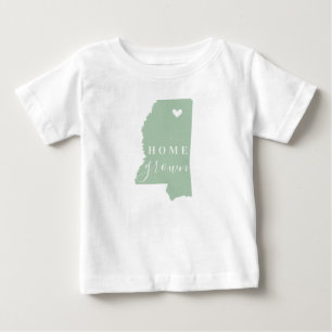ミシシッピ州生まれ 編集可能カラー州マップ ベビーTシャツ