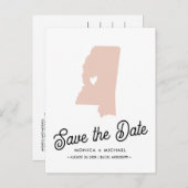 ミシシッピ州目的地の結婚式の任意の色 案内ポストカード (正面/裏面)