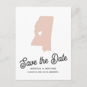 ミシシッピ州目的地の結婚式の任意の色 案内ポストカード (正面)