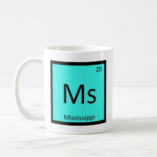 ミシシッピ州立化学元素周期表 Ms コーヒーマグカップ (左)