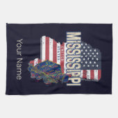 ミシシッピ州統一された州地図ヴィンテージUSA キッチンタオル (横)