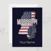 ミシシッピ州統一された州地図ヴィンテージUSA シーズンポストカード (正面/裏面)
