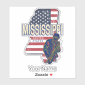 ミシシッピ州統一された州地図ヴィンテージUSA シール (シート)