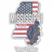 ミシシッピ州統一された州地図ヴィンテージUSA シール (正面)