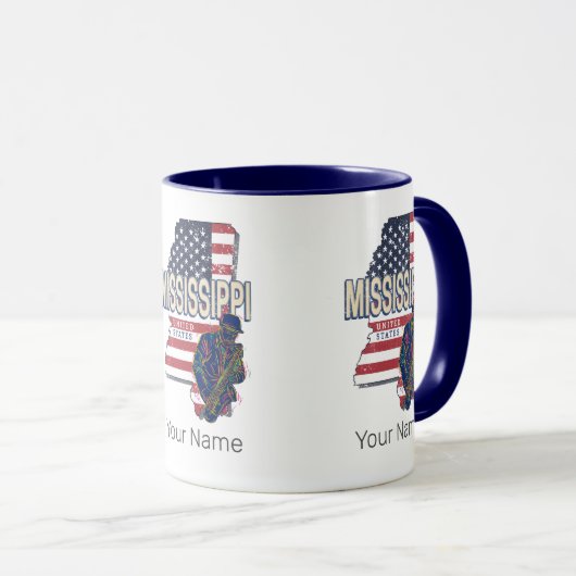 ミシシッピ州統一された州地図ヴィンテージUSA マグカップ (正面右)