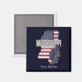 ミシシッピ州統一された州地図ヴィンテージUSA マグネット (正面/裏面)