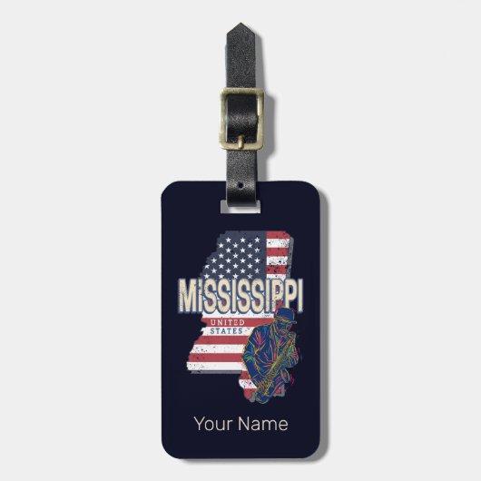 ミシシッピ州統一された州地図ヴィンテージUSA ラゲッジタグ (正面縦)