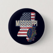 ミシシッピ州統一された州地図ヴィンテージUSA 缶バッジ (正面)