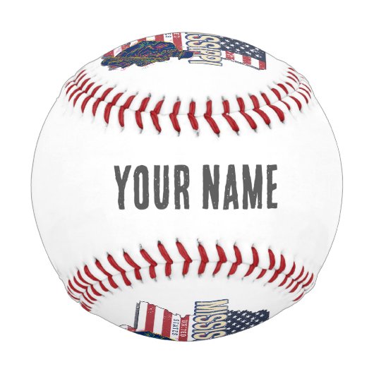 ミシシッピ州統一された州地図ヴィンテージUSA 野球ボール (正面)