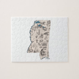 ミシシッピ州輪郭形状のヴィンテージ写真マップ ジグソーパズル