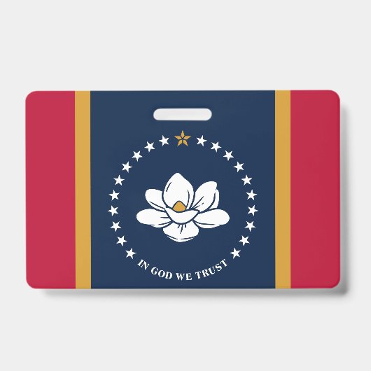 ミシシッピ州（アメリカ）旗付きネームバッジ バッジ (Front)