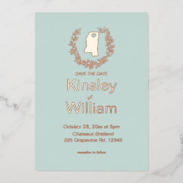 ミシシッピ州 デスティネーション ウェディング 箔招待状