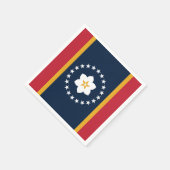 ミシシッピ州:マグノリア米国州旗 スタンダードカクテルナプキン (角)