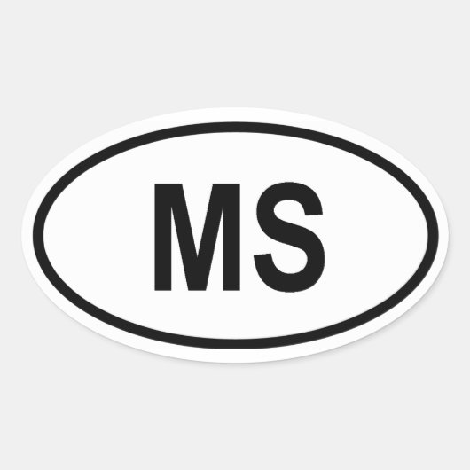 ミシシッピ州「MS」 楕円形シール (正面)