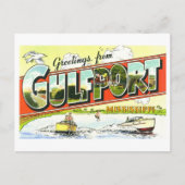 ミシシッピ州Gulfportからのヴィンテージの挨拶 ポストカード (正面)