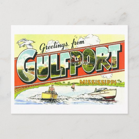 ミシシッピ州Gulfportからのヴィンテージの挨拶 ポストカード (正面)