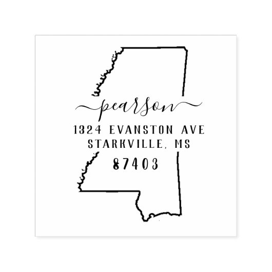 ミシシッピ差出人住所スタンプ自己インク セルフインキングスタンプ (デザイン)