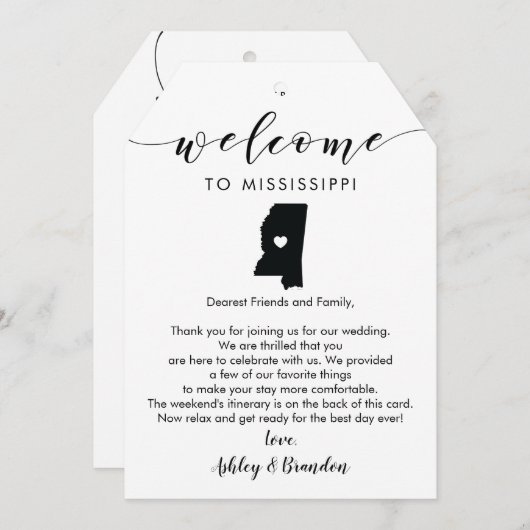 ミシシッピ結婚の歓迎ラベル手紙の旅程 (正面/裏面)