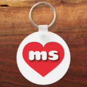 ミシシッピ赤いハート – 私はmsが大好き キーホルダー (正面)