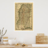 ミシシッピ鉄道地図1888 ポスター (キッチン)