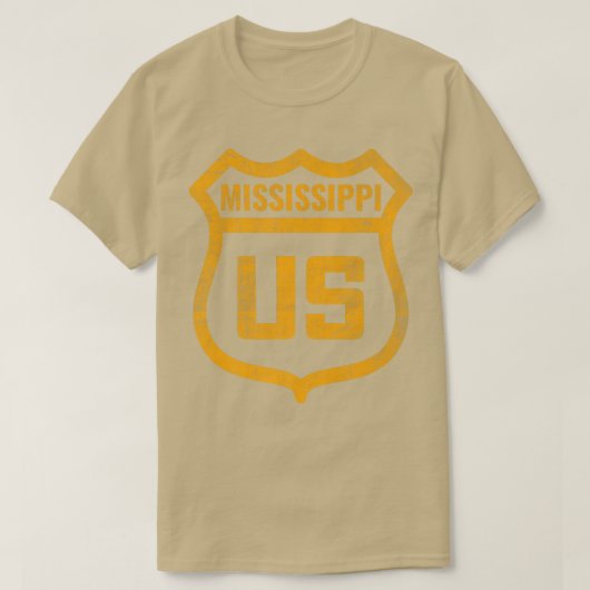 ミシシッピ – アメリカの高速道路動揺して風化した外観 Tシャツ (デザイン正面)