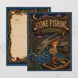 ミシシッピ アロワナ Gone Fishing ポストカード
