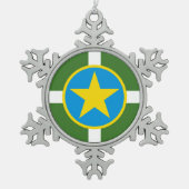 ミシシッピ・スノーフレーク・プー・ジャクソン市旗 スノーフレークピューターオーナメント (正面)