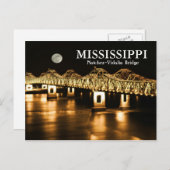 ミシシッピ・ナチェズ・ヴィダリア・ブリッジ・金ゴールド・ムーン ポストカード (正面/裏面)