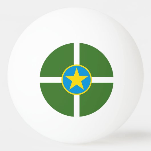 ミシシッピ・ピンポン・バル・ジャクソン市旗 卓球ボール (正面)