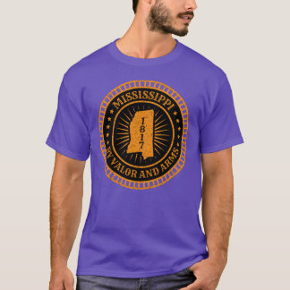 ミシシッピ MS 地図 スローガン モットー By Valor and Arms Tシャツ