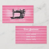 ミシンのヴィンテージのピンクの名刺 名刺 (正面/裏面)