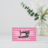 ミシンのヴィンテージのピンクの名刺 名刺 (スタンド正面)