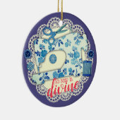 ミシンのヴィンテージの花のクリスマスのオーナメント セラミックオーナメント (右)