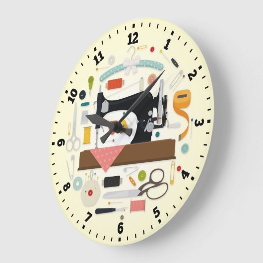 ミシンの柱時計 ラージ壁時計 (傾斜)