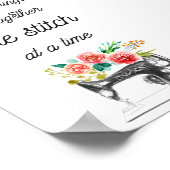 ミシン名言 ブラック ホワイト ニット フラワー ポスター (角)