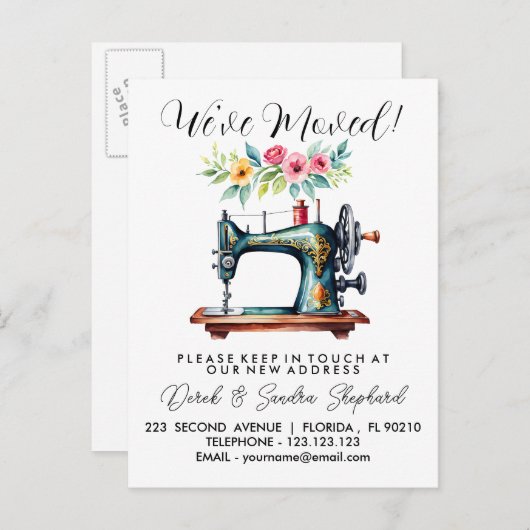 ミシン移動した住所の変更 案内ポストカード (正面/裏面)