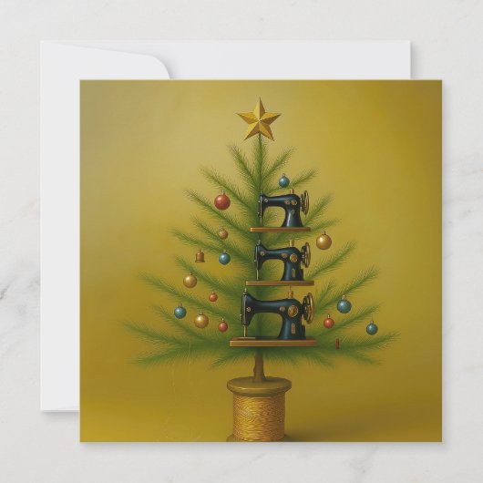 ミシン クリスマスツリー Happy Crafty Xmas シーズンカード (正面)
