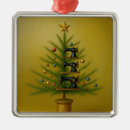 ミシン クリスマスツリー Happy Crafty Xmas メタルオーナメント